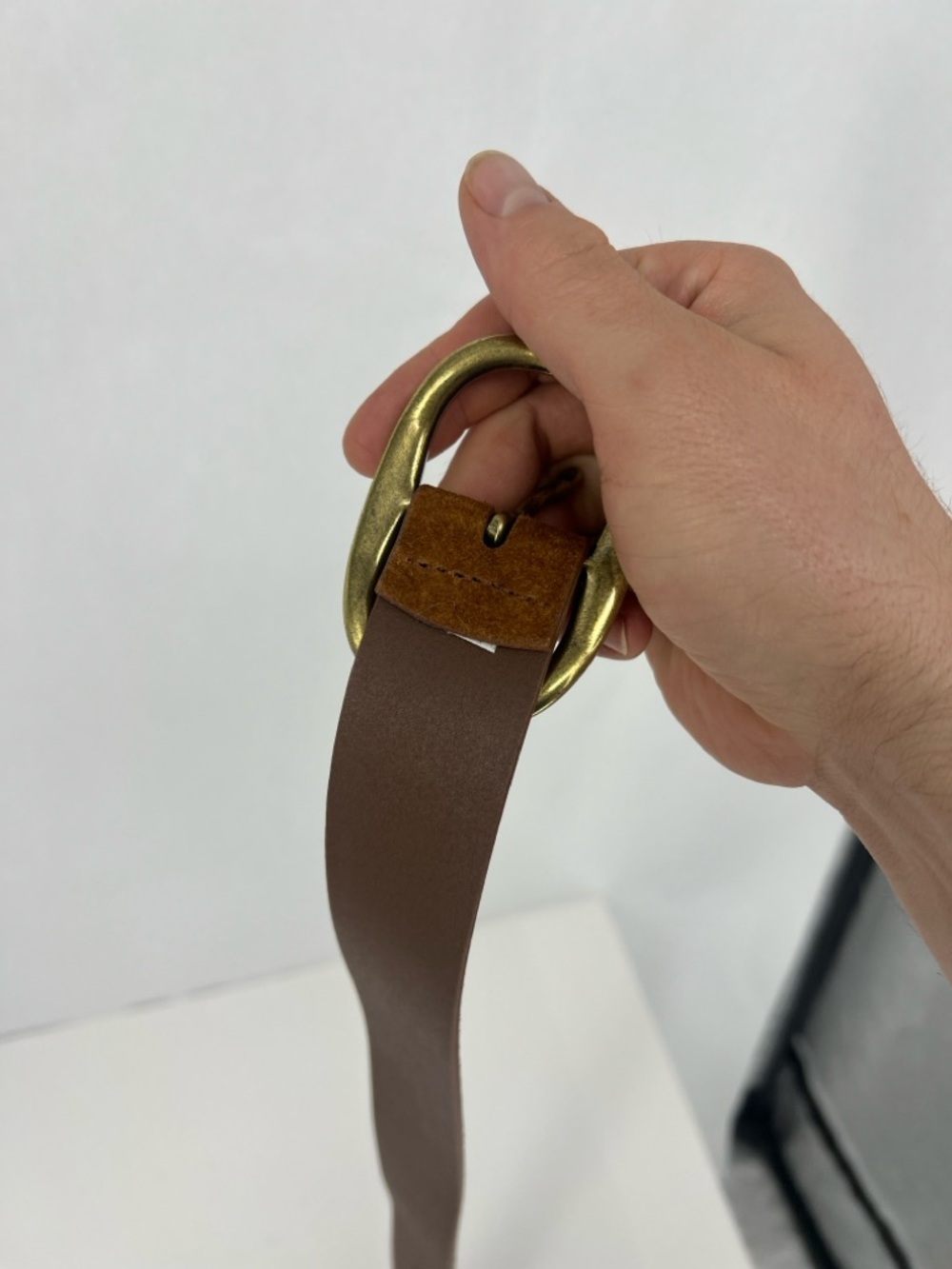 Madewell Brown Suede Belt with Brass Oval Buckle NW392 - Picture 4 of 8